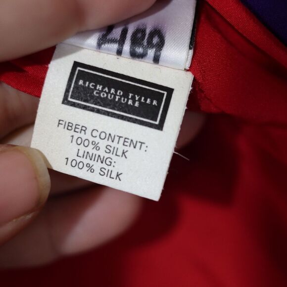Richard Tyler Couture Vintage Purple & Red Embroidered Silk Blazer 12 - Picture 8 of 15